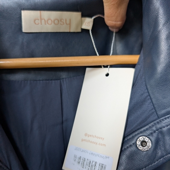 NWT‎ Choosy Blue Women's Faux Leather Jacket Oversize - Picture 3 of 6